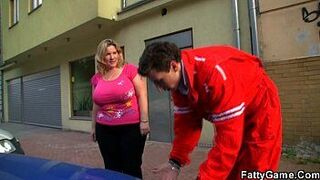 Fatty seduces him into sex porn video